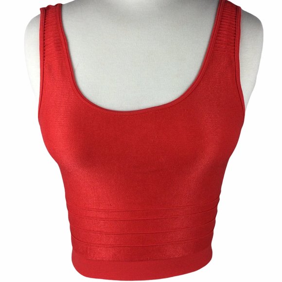 bebe Tops - Bebe Fiery Red Spandex Crop Top, Small